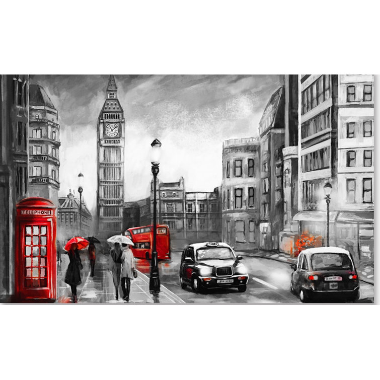 GK Wall Design Peel And Stick Monochrome Cityscape Charcoal City